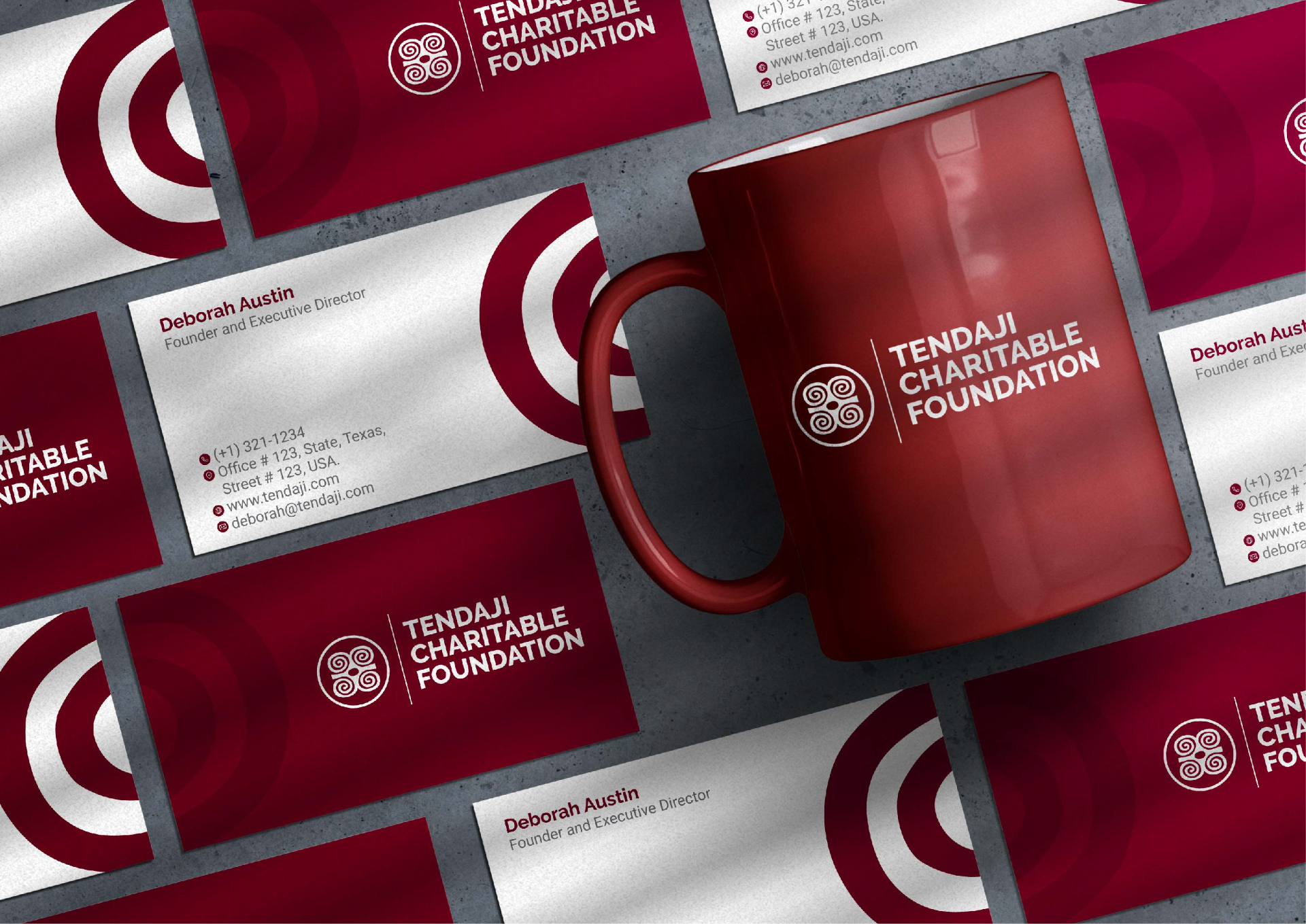 Business cards and mug application.